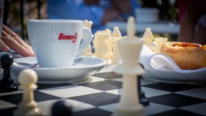 The Europe cafe culture.. chess, cards and coffee!