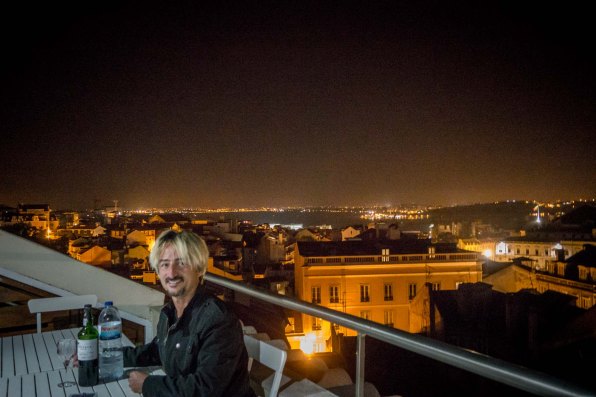 Goodbye, Lisbon! Evening with porto on our AirBnB terrace...